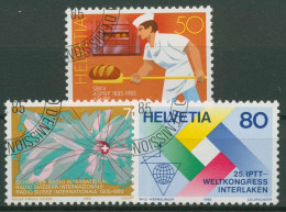 Schweiz 1985 Ereignisse Bäckereiverband Radio Postkongress 1301/03 Gestempelt - Gebruikt