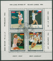 Korea (Nord) 1986 Tennis Roland Garros Wimbledon Block 217 Gestempelt (C98030) - Corée Du Nord