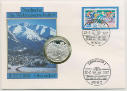 Bund 1987 Sporthilfe Ski-WM Oberstdorf Numisbrief Mit Medaille (N628) - Lettres & Documents