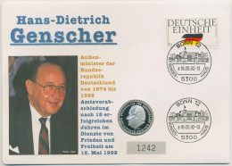 Bund 1992 Hans-Dietrich Genscher Numisbrief 1 ECU (N692) - Autres & Non Classés