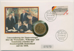 Berlin 1990 Staatsvertrag Zwischen BRD Und DDR Numisbrief 2 DM Vergoldet (N715) - Lettres & Documents