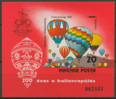 Ungarn 1983 Luftfahrt Heißluftballon Block 162 B Postfrisch Geschnitten (C92606) - Blocs-feuillets