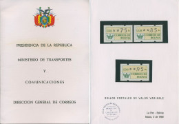 Bolivien ATM 1989 Minister-Faltblatt Zur Ausgabe ATM 1 Satz Postfrisch (G80448) - Bolivie
