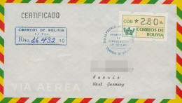 Bolivien ATM 1989 Ersttagsbrief Luftpost-Einschreiben ATM 1 FDC (X80451) - Bolivia
