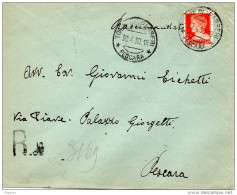 1930  LETTERA RACCOMANDATA CON ANNULLO TORRE DEI PASSERI PESCARA - Marcophilie