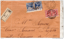 1915  LETTERA RACCOMANDATA CON ANNULLO AVERSA CASERTA DENT. SPOST. - Storia Postale