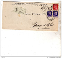 1930  LETTERA RACCOMANDATA CON ANNULLO CREMA - Marcophilie