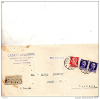 1935  LETTERA RACCOMANDATA CON ANNULLO CASTELVERO  CREMONA - Marcophilie