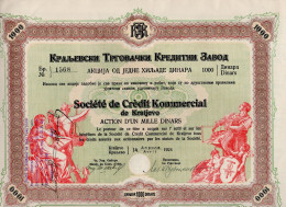 1924. KINGDOM OF SHS,SERBIA,KRALJEVO COMMERCIAL CREDIT CO. 1000 DINAR SHARE CERTIFICATE,TALONS - Other & Unclassified