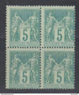 BLOC De 4 N°75 Neuf** Et * TBE Cote 225€ Cf Descr - 1876-1898 Sage (Type II)