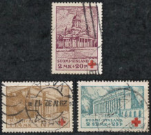 Finland Suomi 1932 Monuments, Red Cross Set 3 Values MNH University Library, Dom Church, Palace Of Justice - Denkmäler