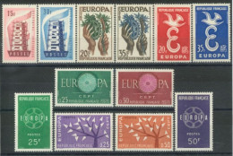 FRANCE - 1956/60, & 1962, EUROPA STAMPS SERIES OF 12, UMM(**). - Ungebraucht