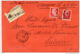 1936  LETTERA RACCOMANDATA CON ANNULLO BELVEDERE MARITTIMO - Storia Postale