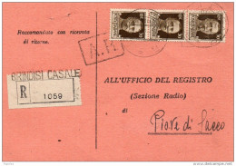 1932 RICEVUTA DI RITORNO CON ANNULLO BRINDISI CASALE - Poststempel