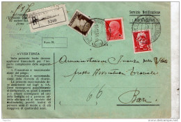 1938  LETTERA RACCOMANDATA CON ANNULLO BRINDISI - Storia Postale