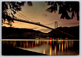 Canada : Lions Gate Bridge At Dusk, Vancouver, BC Postcard Posted 1978 - Vancouver