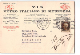 1628 01 PALERMO VETRO ITALIANO DI SICUREZZA X SIRACUSA - Marcofilie