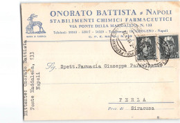 1634 01 NAPOLI BATTISTA CHIMICI FARMACEUTICI X FERLA - Marcophilia