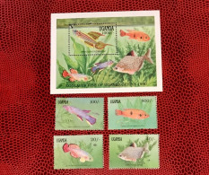 OUGANDA 1990 Bloc 1 4v Neuf MNH ** YT 737 / 740 BF 126 Pez Fish Peixe Fisch Pesce Poisson UGANDA - Poissons