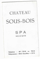 56418  Spa    Chateau Sous-Bois  Hôtel  Carte  Double - Spa