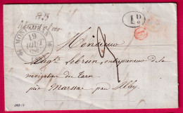 CURSIVE 85 MONCLAR LOT ET GARONNE TARN ET GARONNE TYPE 12 MONTAUBAN POUR MARSSAC ALBI TARN BOITE RURALE E ROUGE LETTRE - 1801-1848: Precursors XIX