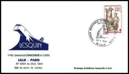 1070 Concorde Lettre Aviation Airmail Cover Luftpost France Paris Lille 1984 - Concorde