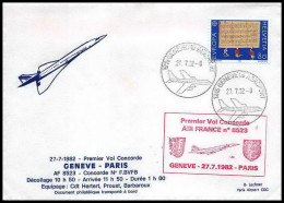 1067 Concorde Lettre Aviation Airmail Cover Luftpost Suisse (Swiss) Genève Paris 1982 - Concorde