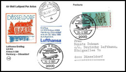 1013 Lettre Airbus Aviation Premier Vol (Airmail Cover First Flight Luftpost) Hamburg Dusseldorf 30/3/1981  - Airplanes