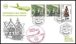 1009 Lettre Airbus Aviation Premier Vol (Airmail Cover First Flight Luftpost) Frankfort Madrid 1/5/1976  - Avions