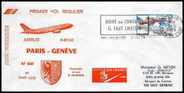 0998 Lettre Airbus Aviation Premier Vol (Airmail Cover First Flight Luftpost) Paris Genève Suisse (Swiss) 2/4/1979  - Avions