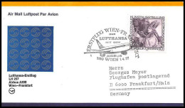 0989 Lettre Airbus Aviation Premier Vol (Airmail Cover First Flight Luftpost) Wien Frankfort 1/4/1977  - Avions