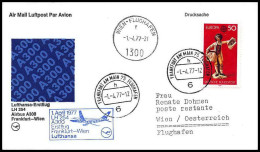 0990 Lettre Airbus Aviation Premier Vol (Airmail Cover First Flight Luftpost) Wien Frankfort 1/4/1977  - Avions