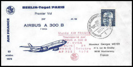 0981 Lettre Airbus Aviation Premier Vol (Airmail Cover First Flight Luftpost) Berlin Tegel Paris 23/10/1974  - Avions