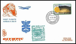 0958 Lettre Airbus Aviation Premier Vol (Airmail Cover First Flight Luftpost) Athènes Tel Aviv Israel 4/11/1989  - Avions