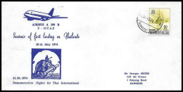 0969 Lettre Airbus Aviation Premier Vol (Airmail Cover First Flight Luftpost) A300 Fisrt Landing On Thailand 30/5/1974  - Avions