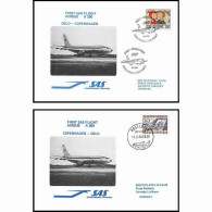 0859 Lettre Airbus Aviation Premier Vol (Airmail Cover First Flight Luftpost) Copenhagen Oslo 17/2/1980 + Retour  - Flugzeuge