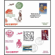 0840 Lettre Airbus Aviation Premier Vol (Airmail Cover First Flight Luftpost) Athènes Paris 2/4/1979 + Retour  - Flugzeuge