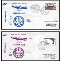 0794 Lettre Airbus Aviation Premier Vol (Airmail Cover First Flight Luftpost) Paris Lisbonne 1/7/1978 + Retour  - Flugzeuge