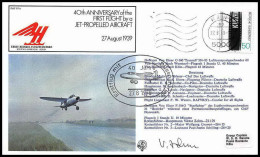 0764 Lettre Aviation Airmail Cover Luftpost Signé Signed Germany First Flight By A Jet Propelled Aircraft 27/8/1979 - Vliegtuigen