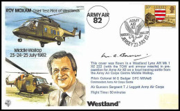 0757 Lettre Aviation Airmail Cover Luftpost Signé Signed Jersey Roy Moxam Helicoptere 23/7/1982 - Vliegtuigen