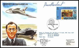 0749 Lettre Aviation Airmail Cover Luftpost Signé Signed Jersey Geoffroy De Havilland 7/7/1981 - Vliegtuigen