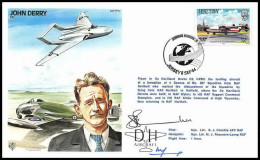 0748 Lettre Aviation Airmail Cover Luftpost Signé Signed Jersey John Derry 8/9/1984 - Vliegtuigen