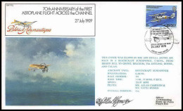 0726 Lettre Aviation Airmail Cover Luftpost Signé Signed Jersey First Aeroplane Flight Across The Channel 25/7/1979 - Vliegtuigen