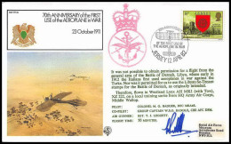 0730 Lettre Aviation Airmail Cover Luftpost Signé Signed Jersey First Use Of The Aeroplane In War 12/4/1982 - Vliegtuigen