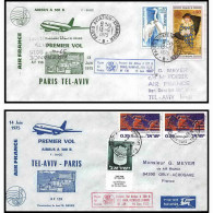 0729 Lettre Airbus Aviation Premier Vol (Airmail Cover First Flight Luftpost) Paris Tel Avis 13/6/1975 + Retour  - Flugzeuge