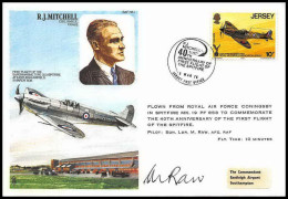 0721 Lettre Aviation Airmail Cover Luftpost Signé Signed Jersey R.j. Mitchell 5/3/1976  - Vliegtuigen