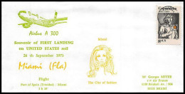 0710 Lettre Airbus Aviation Airmail Cover Luftpost 1er Landing - Usa Miami 26/9/1973  - Vliegtuigen