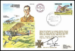 0718 Lettre Aviation Airmail Cover Luftpost Signé Signed Gibraltar Commodore West 6/9/1978 Royal Air Force - Vliegtuigen