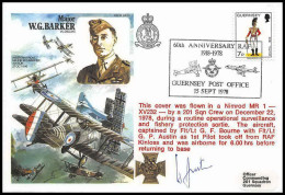 0711 Lettre Aviation Airmail Cover Luftpost Signé Signed Guernesey Major W.g. Barker 15/9/1978 N 201 Squadron  - Vliegtuigen