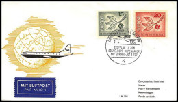 0703 Lettre Airbus Aviation Premier Vol (Airmail Cover First Flight Luftpost) Allemagne (germany) 1/4/1967 - Vliegtuigen